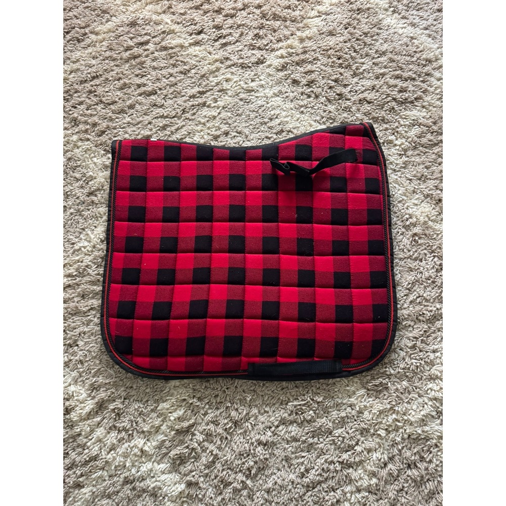 Red Black Plaid Quilted Dressage Saddle Pad Full Size All Purpose Horse
